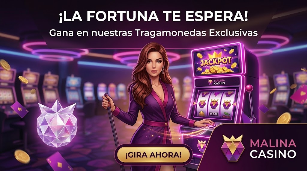 Tragaperras de Malina Casino con jackpot y ambiente de sala nocturna